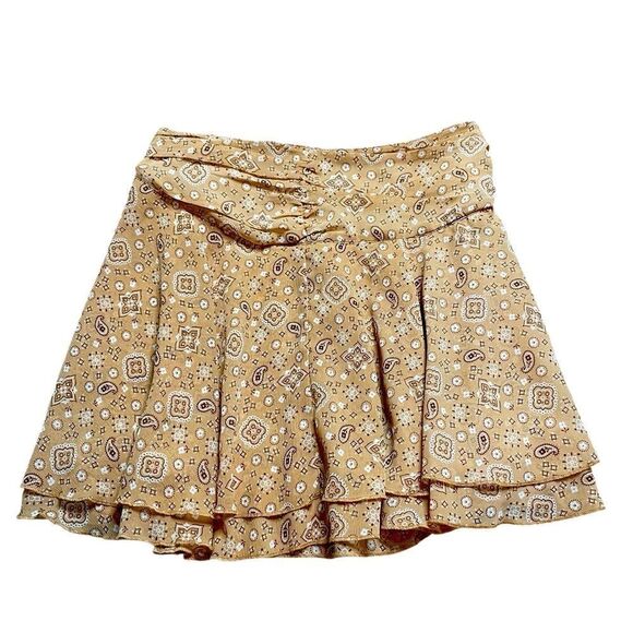 NWT AERIE Wrap Tie Skirt Brown Paisley Size Large - Picture 3 of 9